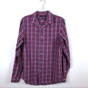 Perry Ellis Red & Blue Plaid Button Up Medium M
